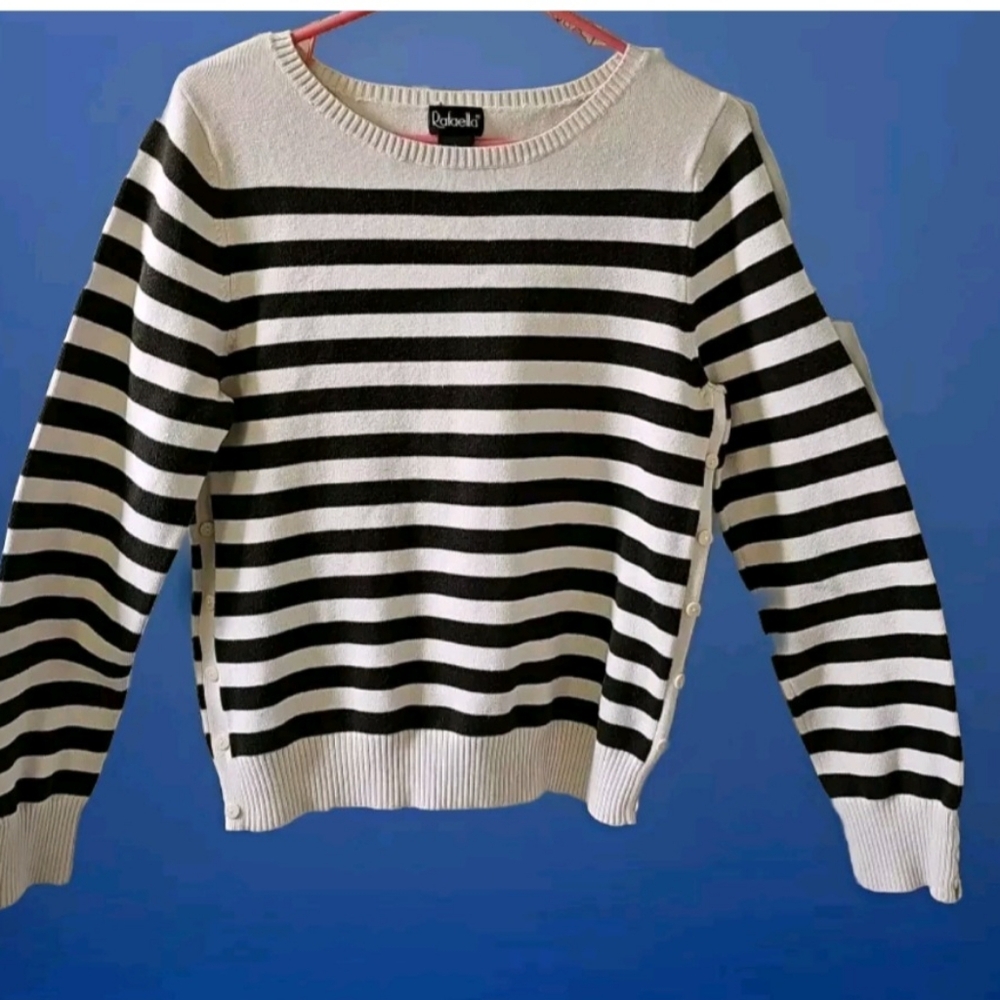 Rafaella Womens Stripped Sweater Size Large